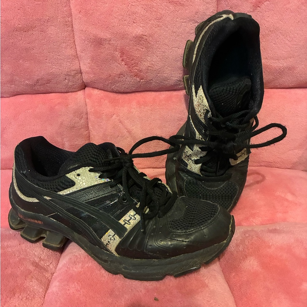 Black and Gold ASICS Shoes